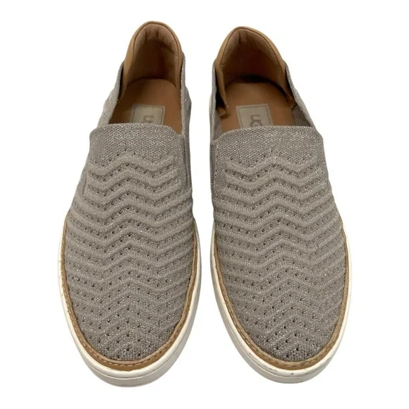 UGG Sammy Silver Metallic Chevron Slip-On Comfort Sneakers Shoes Women’s 8.5 - Picture 4 of 16